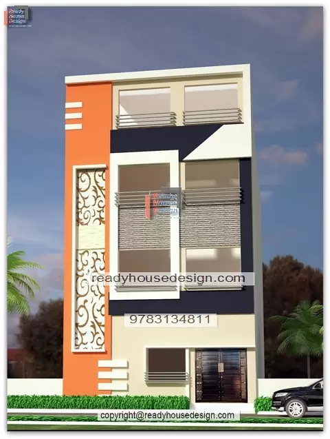 25×35-ft-home-front-elevation-three-floor-plan