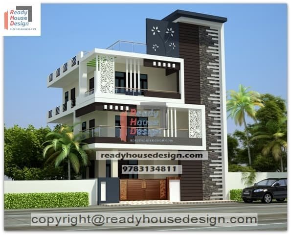 elevation design for house triple floor