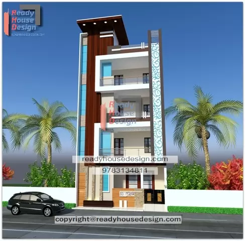 4 floor low cost normal house front elevation designs