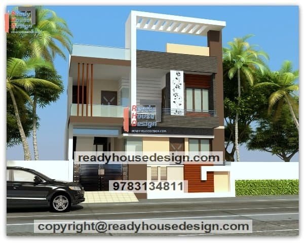 Two story low cost normal house front elevation designs