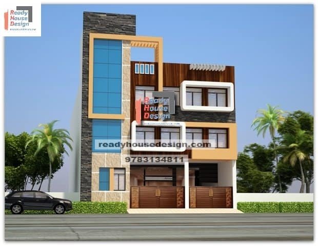48×90 ft triple floor nirmal house front design