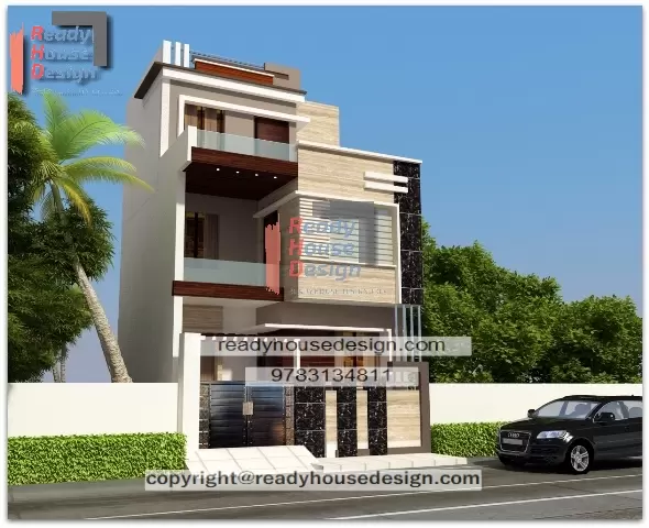 26×22-ft-indian-house-front-elevation-design-photo-three-floor-plan