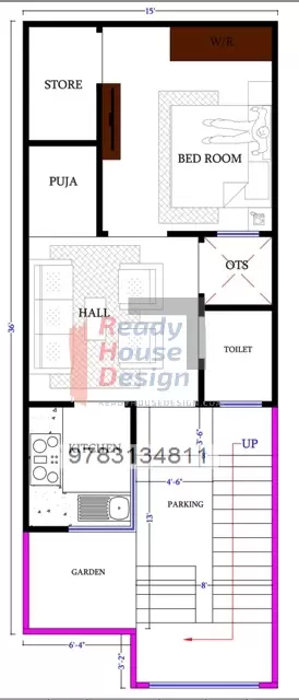 15×36-house-plan-west-facing