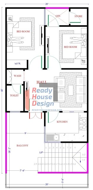 20 40 House Plan North Facing