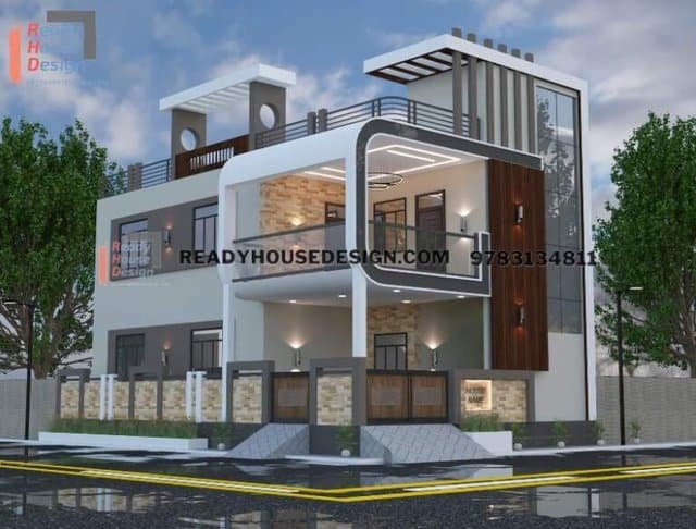 home front elevation design double floor