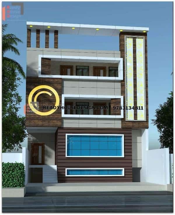 elevation in acp sheet commercial building