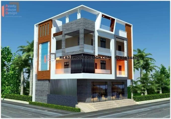 model commercial house front elevation