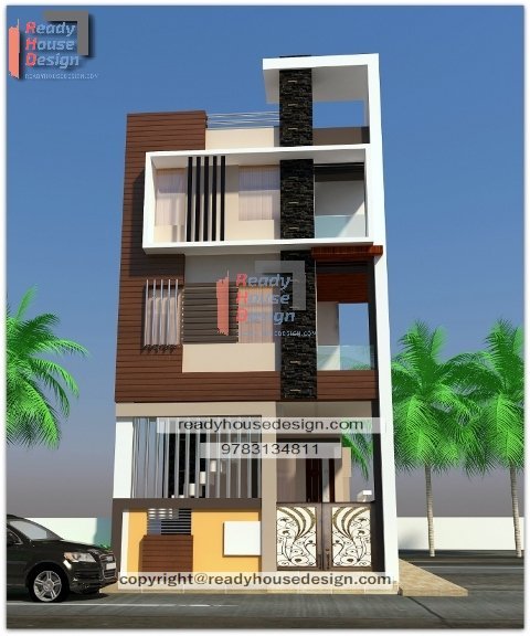 best 3 floor elevation front design for small house