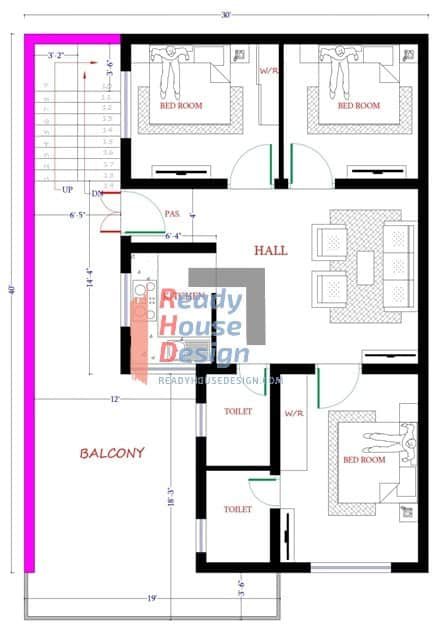 House Plan West Facing 30 40 Ft