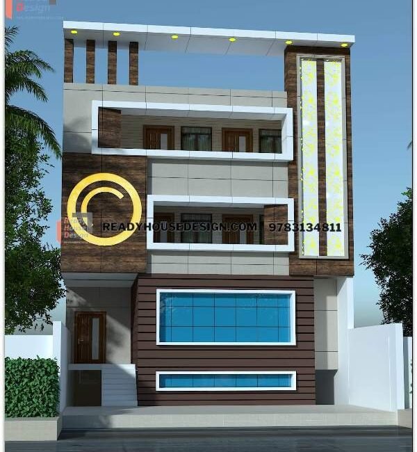 elevation in acp sheet commercial building